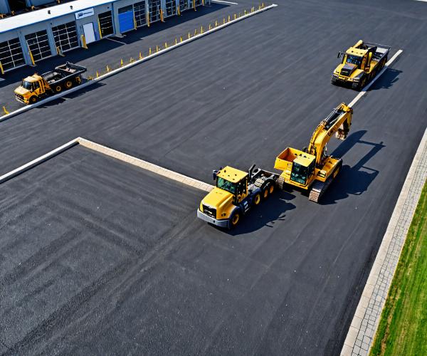 Established paving business office and equipment yard