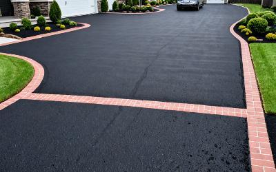 Completed residential driveway with decorative borders