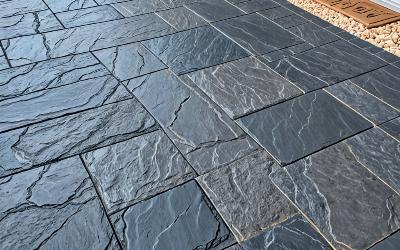 Decorative stamped concrete patio installation